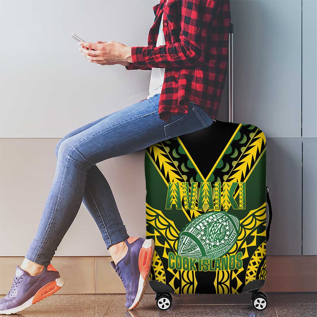 Avaiki Cook Islands Rugby Luggage Cover Kuki Airani Tatau Black - Polynesian Pride