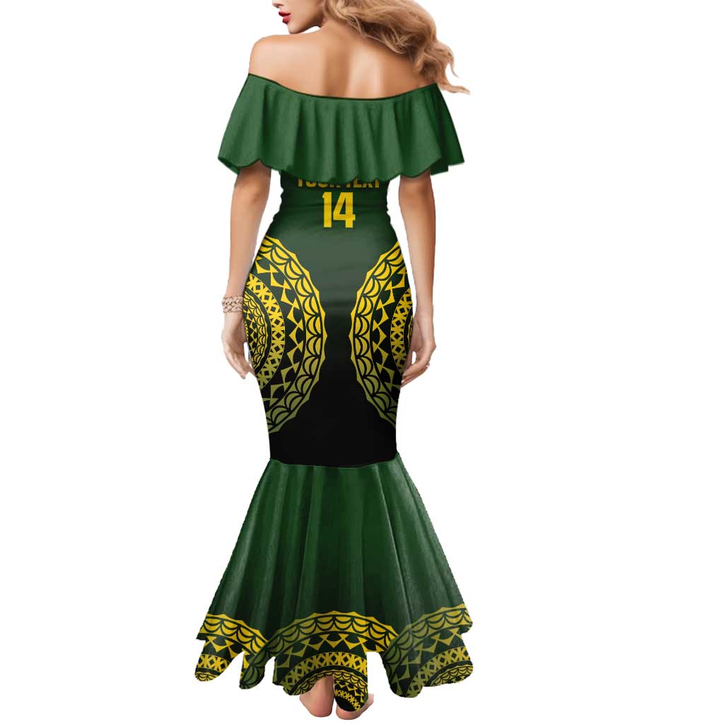 Custom Avaiki Cook Islands Rugby Mermaid Dress Kuki Airani Tatau Black LT14 - Polynesian Pride