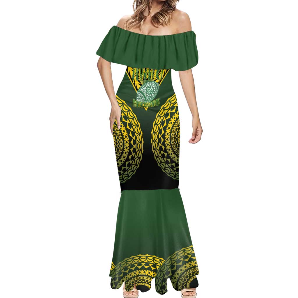 Custom Avaiki Cook Islands Rugby Mermaid Dress Kuki Airani Tatau Black LT14 - Polynesian Pride