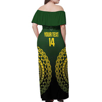 Custom Avaiki Cook Islands Rugby Off Shoulder Maxi Dress Kuki Airani Tatau Black - Polynesian Pride
