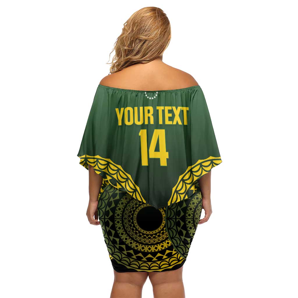 Custom Avaiki Cook Islands Rugby Off Shoulder Short Dress Kuki Airani Tatau Black - Polynesian Pride