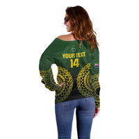 Custom Avaiki Cook Islands Rugby Off Shoulder Sweater Kuki Airani Tatau Black - Polynesian Pride