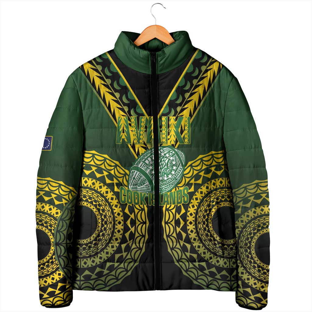 Custom Avaiki Cook Islands Rugby Padded Jacket Kuki Airani Tatau Black - Polynesian Pride