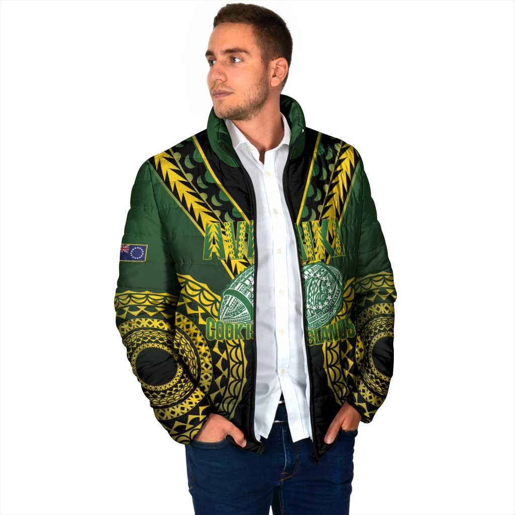 Custom Avaiki Cook Islands Rugby Padded Jacket Kuki Airani Tatau Black - Polynesian Pride