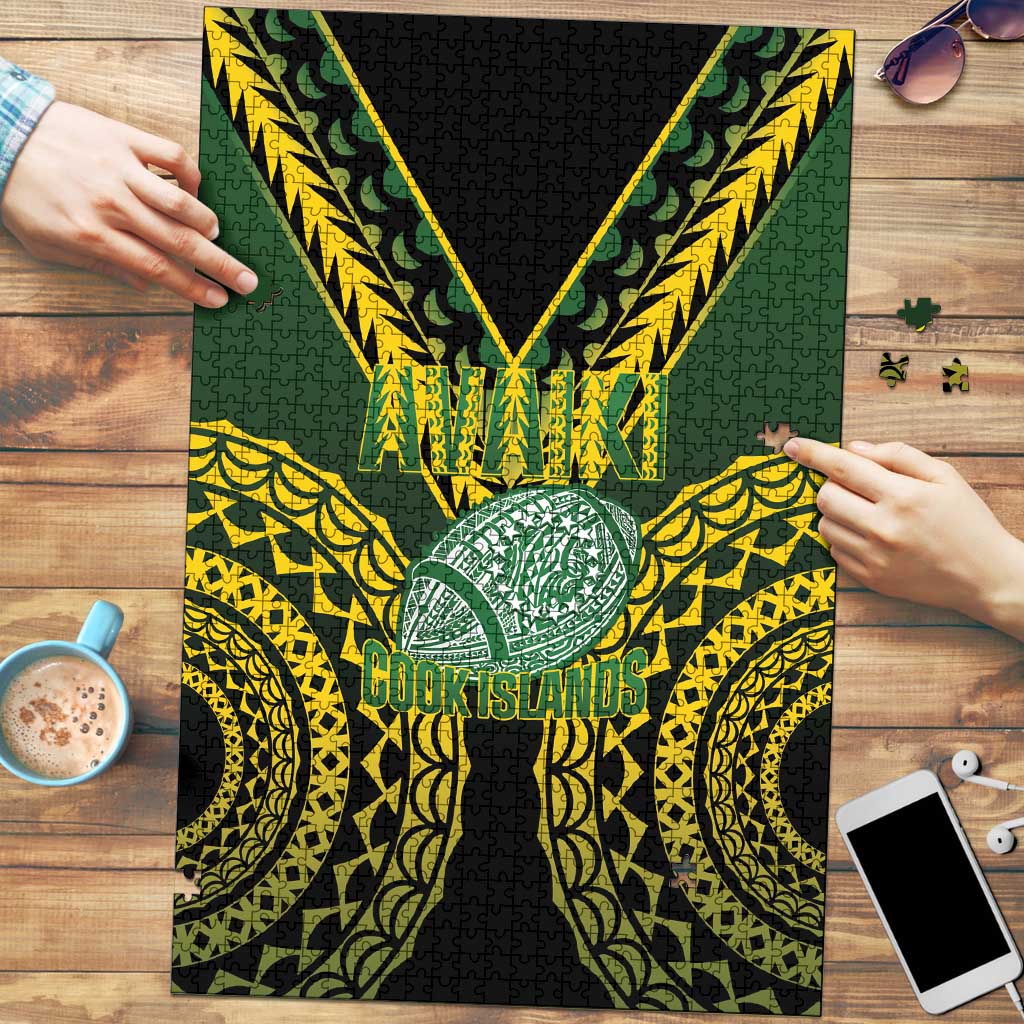 Avaiki Cook Islands Rugby Puzzle Kuki Airani Tatau Black - Polynesian Pride