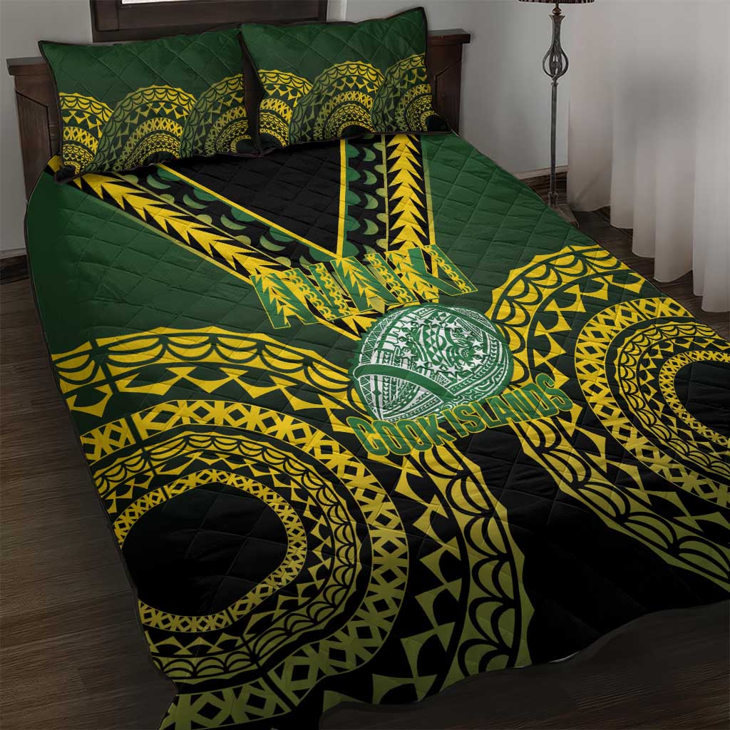 Avaiki Cook Islands Rugby Quilt Bed Set Kuki Airani Tatau Black - Polynesian Pride