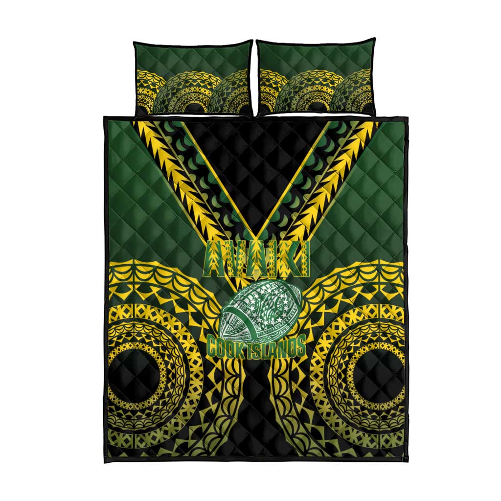 Avaiki Cook Islands Rugby Quilt Bed Set Kuki Airani Tatau Black - Polynesian Pride