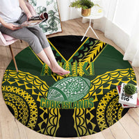 Avaiki Cook Islands Rugby Round Carpet Kuki Airani Tatau Black - Polynesian Pride