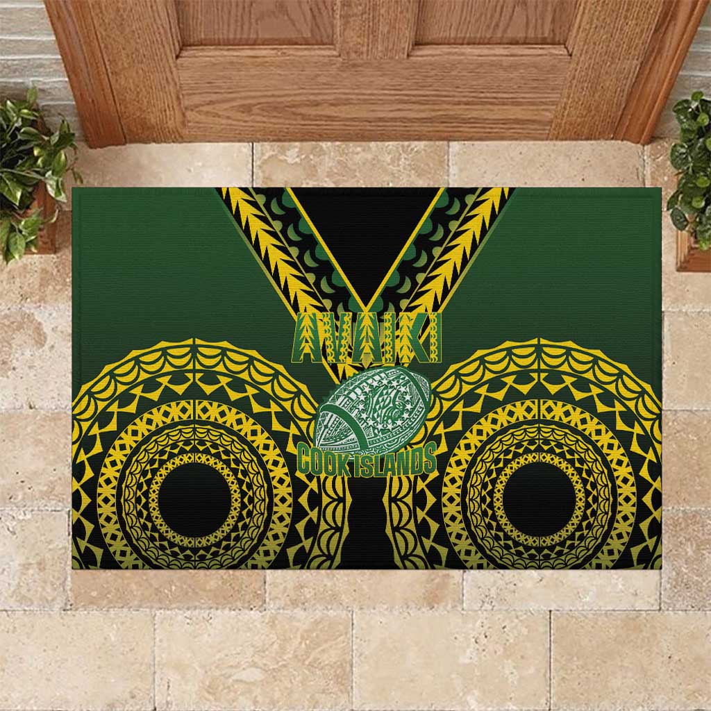 Avaiki Cook Islands Rugby Rubber Doormat Kuki Airani Tatau Black LT14 Black - Polynesian Pride