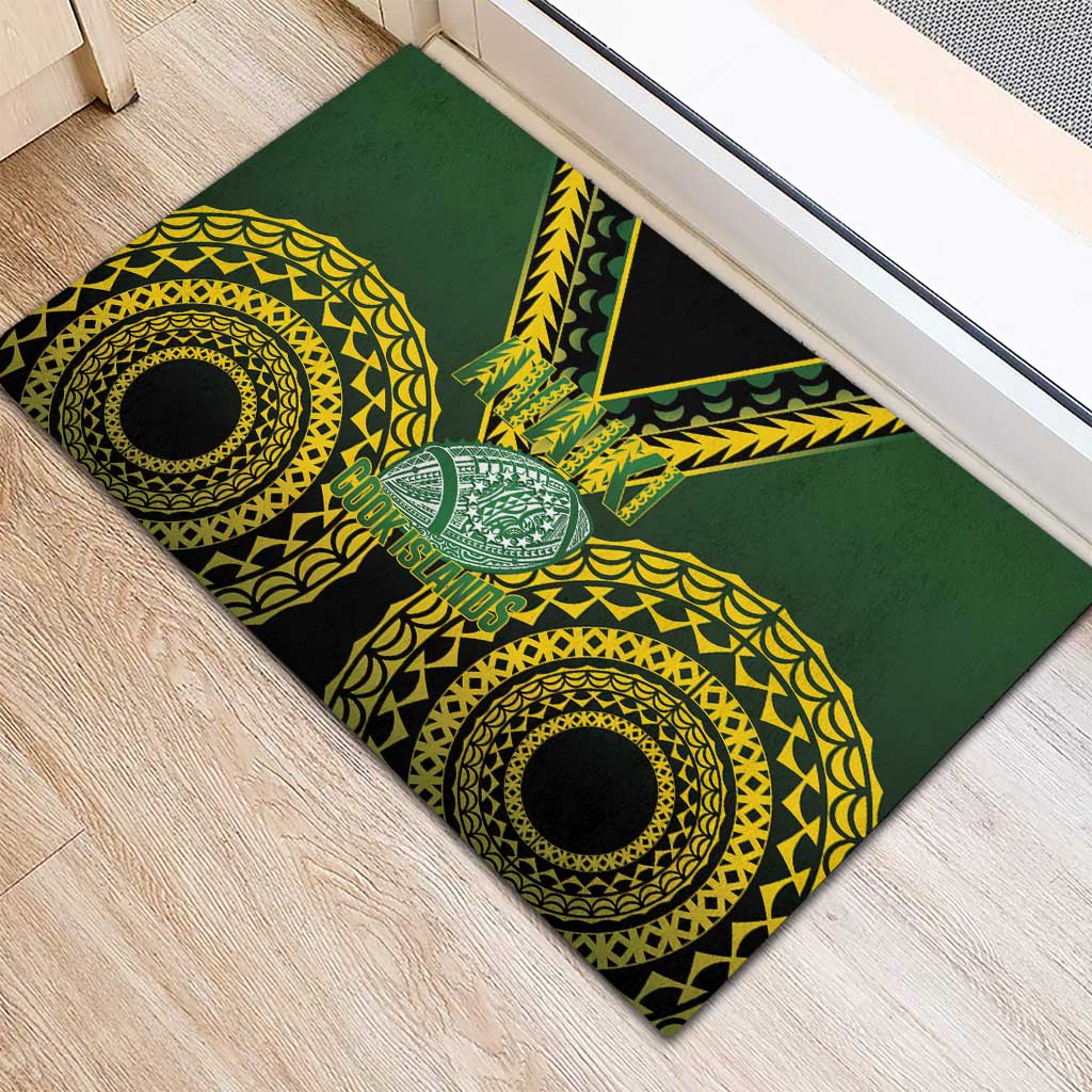 Avaiki Cook Islands Rugby Rubber Doormat Kuki Airani Tatau Black LT14 - Polynesian Pride