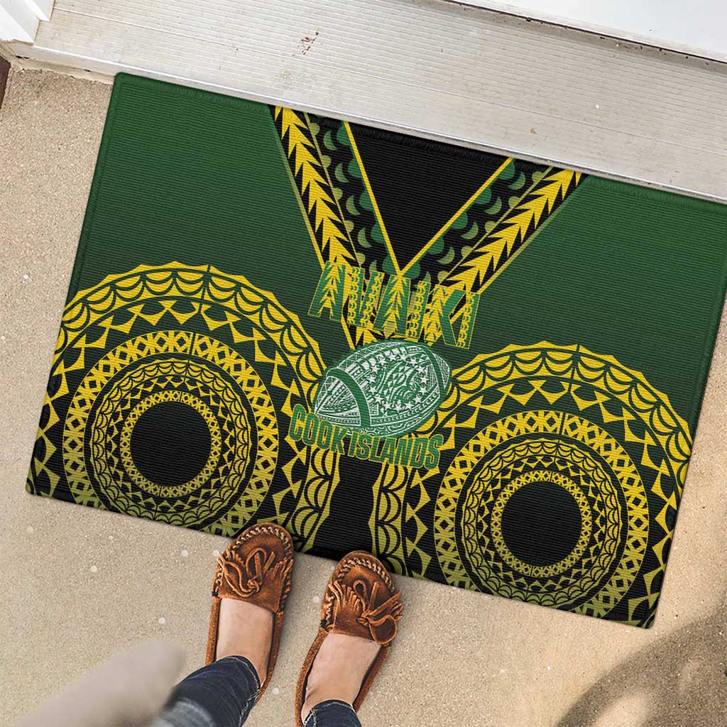 Avaiki Cook Islands Rugby Rubber Doormat Kuki Airani Tatau Black LT14 - Polynesian Pride