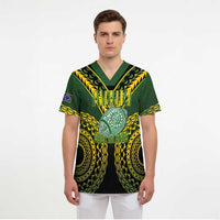Custom Avaiki Cook Islands Rugby Scrub Top Kuki Airani Tatau Black - Polynesian Pride