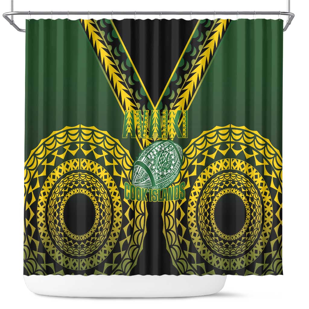 Avaiki Cook Islands Rugby Shower Curtain Kuki Airani Tatau Black LT14 Black - Polynesian Pride