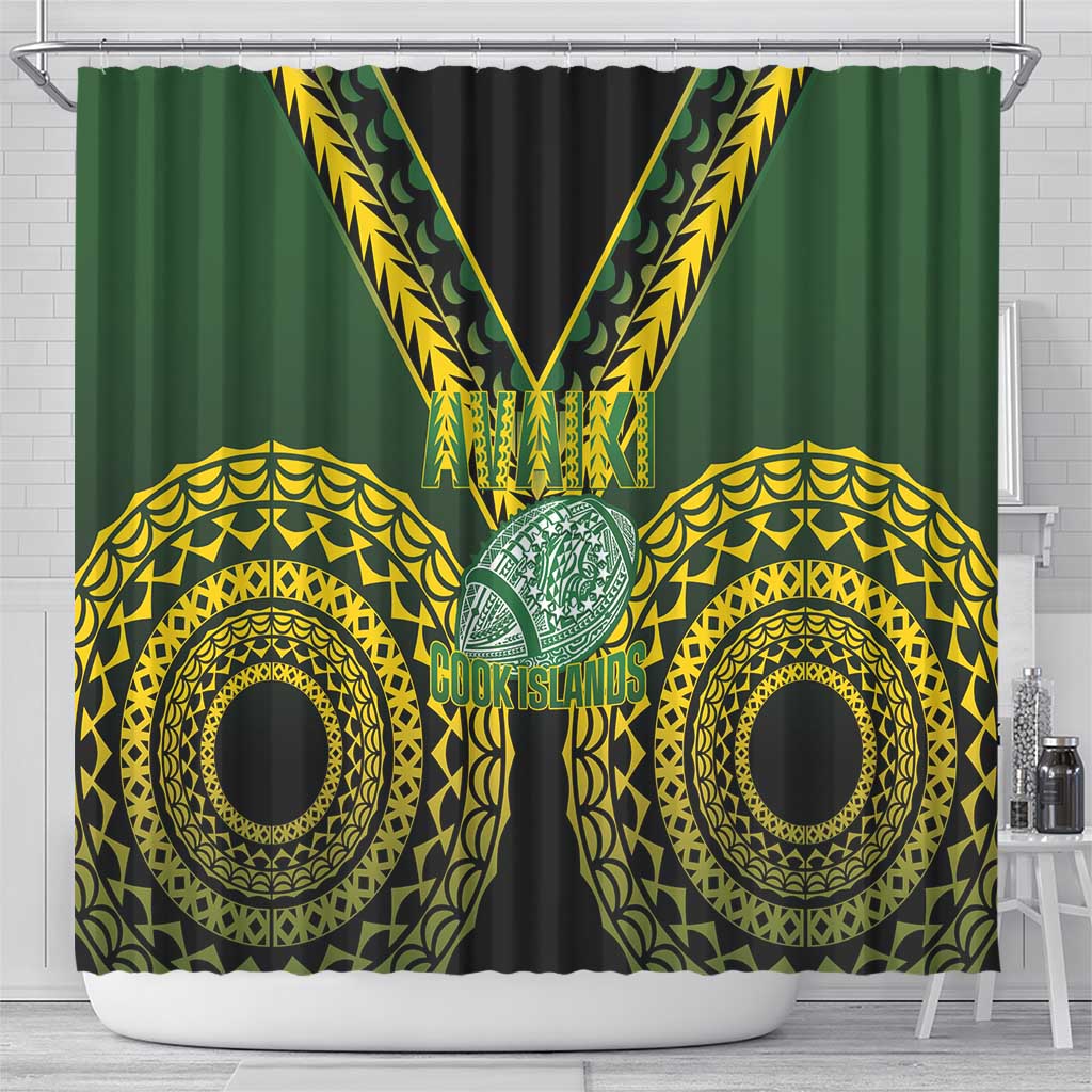 Avaiki Cook Islands Rugby Shower Curtain Kuki Airani Tatau Black LT14 - Polynesian Pride