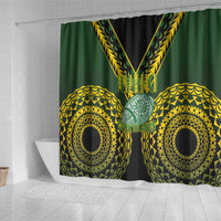 Avaiki Cook Islands Rugby Shower Curtain Kuki Airani Tatau Black LT14 - Polynesian Pride