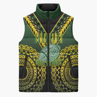 Custom Avaiki Cook Islands Rugby Sleeveless Puffer Jacket Kuki Airani Tatau Black - Polynesian Pride
