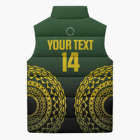 Custom Avaiki Cook Islands Rugby Sleeveless Puffer Jacket Kuki Airani Tatau Black - Polynesian Pride