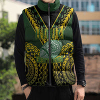 Custom Avaiki Cook Islands Rugby Sleeveless Puffer Jacket Kuki Airani Tatau Black - Polynesian Pride
