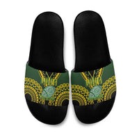 Avaiki Cook Islands Rugby Slide Sandals Kuki Airani Tatau Black - Polynesian Pride