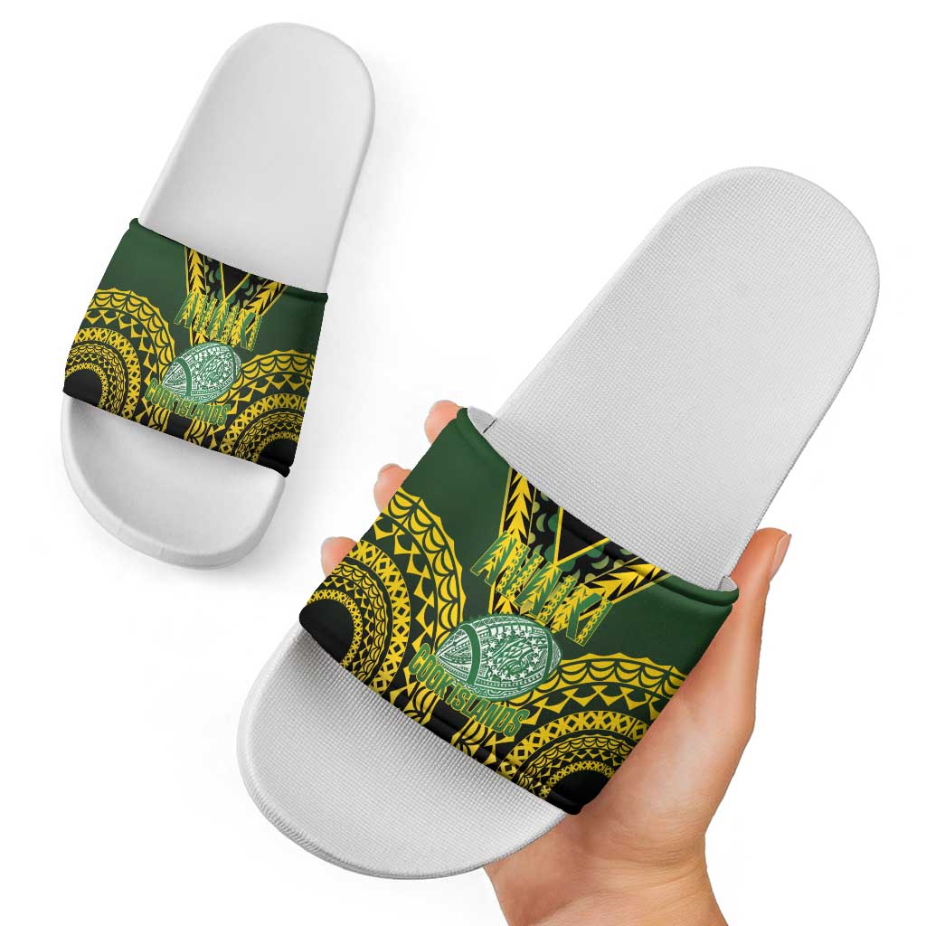 Avaiki Cook Islands Rugby Slide Sandals Kuki Airani Tatau Black - Polynesian Pride