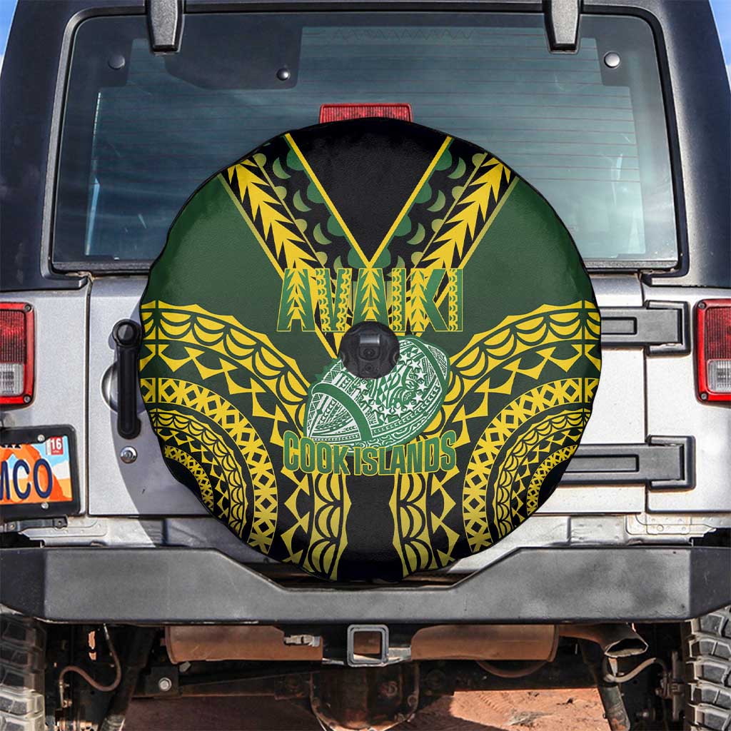 Avaiki Cook Islands Rugby Spare Tire Cover Kuki Airani Tatau Black - Polynesian Pride