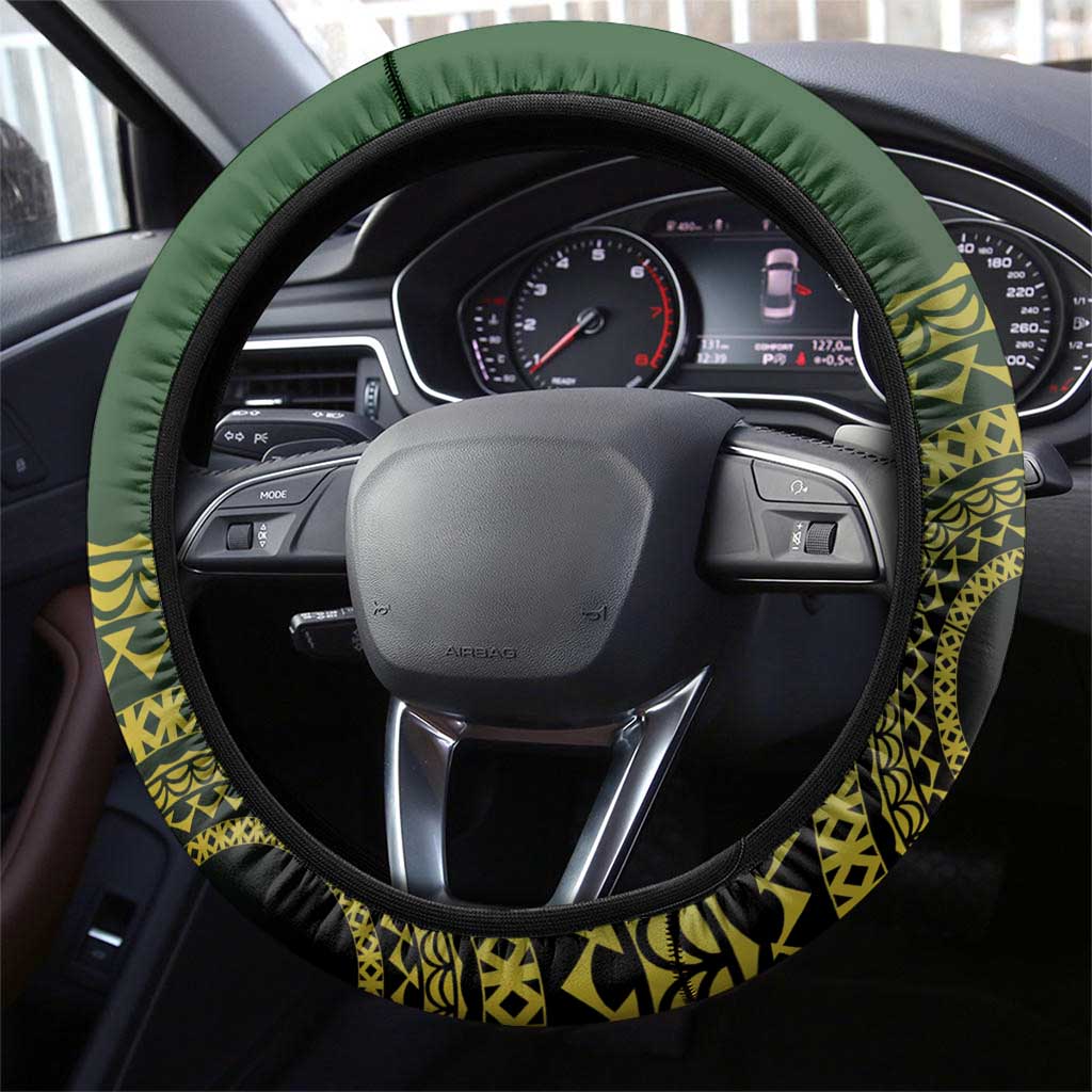 Avaiki Cook Islands Rugby Steering Wheel Cover Kuki Airani Tatau Black LT14 - Polynesian Pride