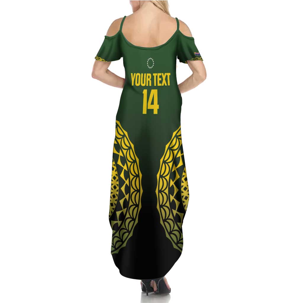 Custom Avaiki Cook Islands Rugby Summer Maxi Dress Kuki Airani Tatau Black - Polynesian Pride