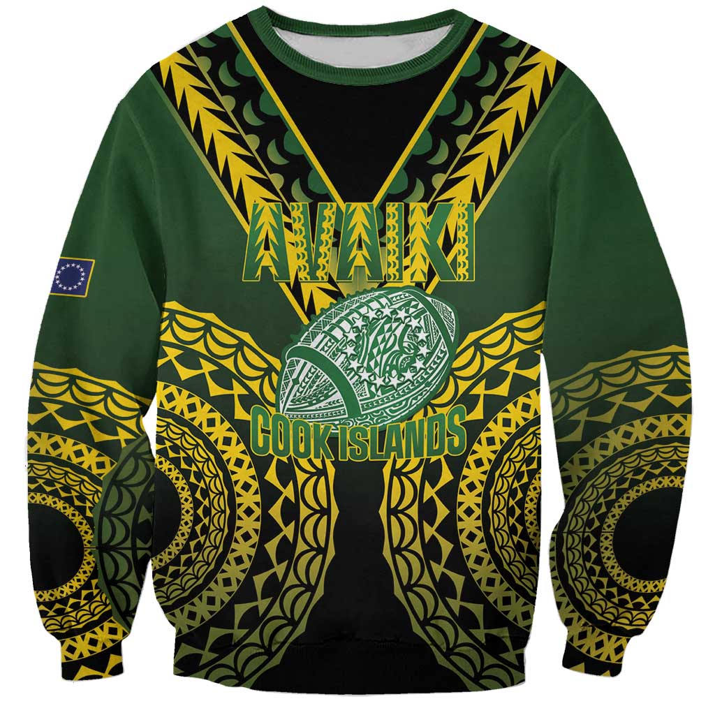 Custom Avaiki Cook Islands Rugby Sweatshirt Kuki Airani Tatau Black - Polynesian Pride