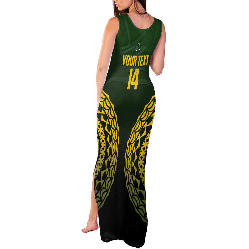 Custom Avaiki Cook Islands Rugby Tank Maxi Dress Kuki Airani Tatau Black - Polynesian Pride