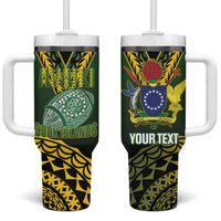 Custom Avaiki Cook Islands Rugby Tumbler With Handle Kuki Airani Tatau Black - Polynesian Pride