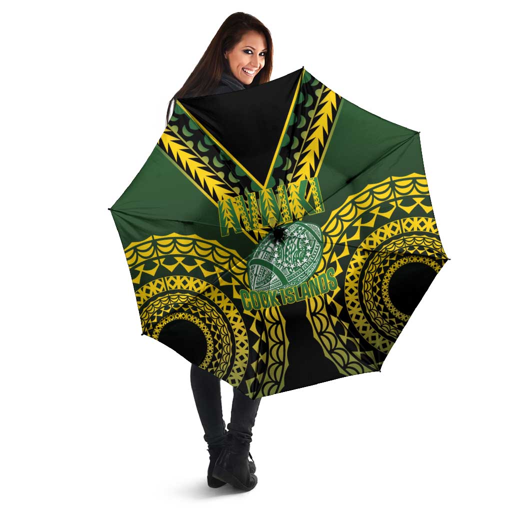 Avaiki Cook Islands Rugby Umbrella Kuki Airani Tatau Black - Polynesian Pride
