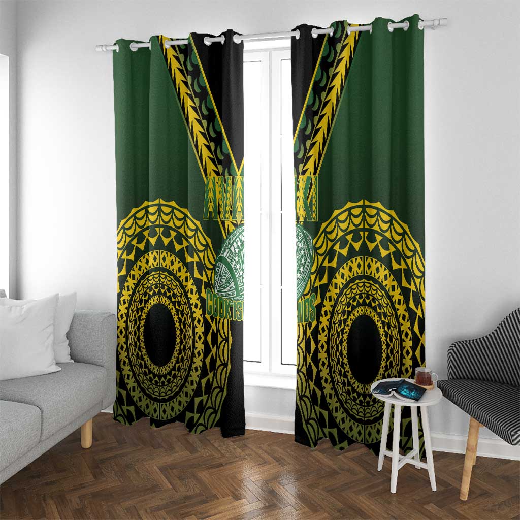 Avaiki Cook Islands Rugby Window Curtain Kuki Airani Tatau Black - Polynesian Pride