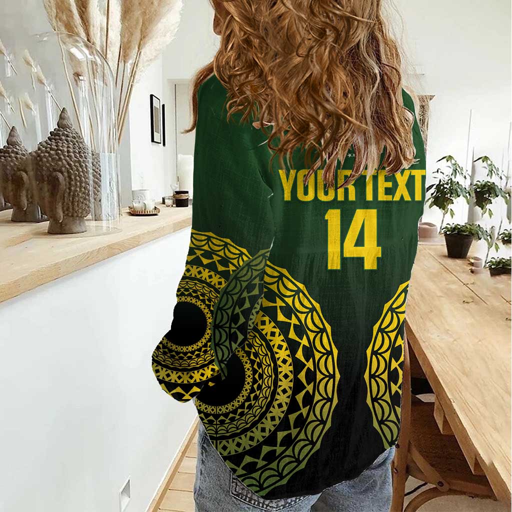 Custom Avaiki Cook Islands Rugby Women Casual Shirt Kuki Airani Tatau Black - Polynesian Pride