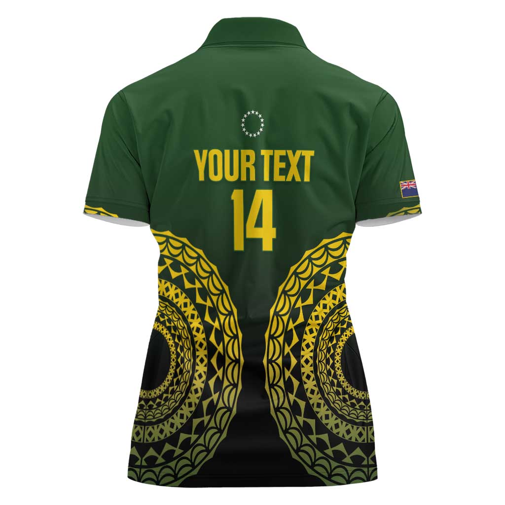 Custom Avaiki Cook Islands Rugby Women Polo Shirt Kuki Airani Tatau Black - Polynesian Pride