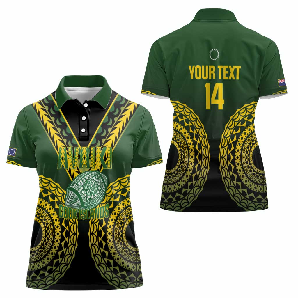 Custom Avaiki Cook Islands Rugby Women Polo Shirt Kuki Airani Tatau Black - Polynesian Pride