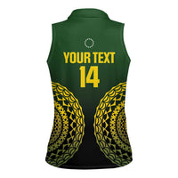 Custom Avaiki Cook Islands Rugby Women Sleeveless Polo Shirt Kuki Airani Tatau Black - Polynesian Pride