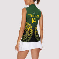 Custom Avaiki Cook Islands Rugby Women Sleeveless Polo Shirt Kuki Airani Tatau Black - Polynesian Pride