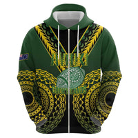 Custom Avaiki Cook Islands Rugby Zip Hoodie Kuki Airani Tatau Black LT14 - Polynesian Pride