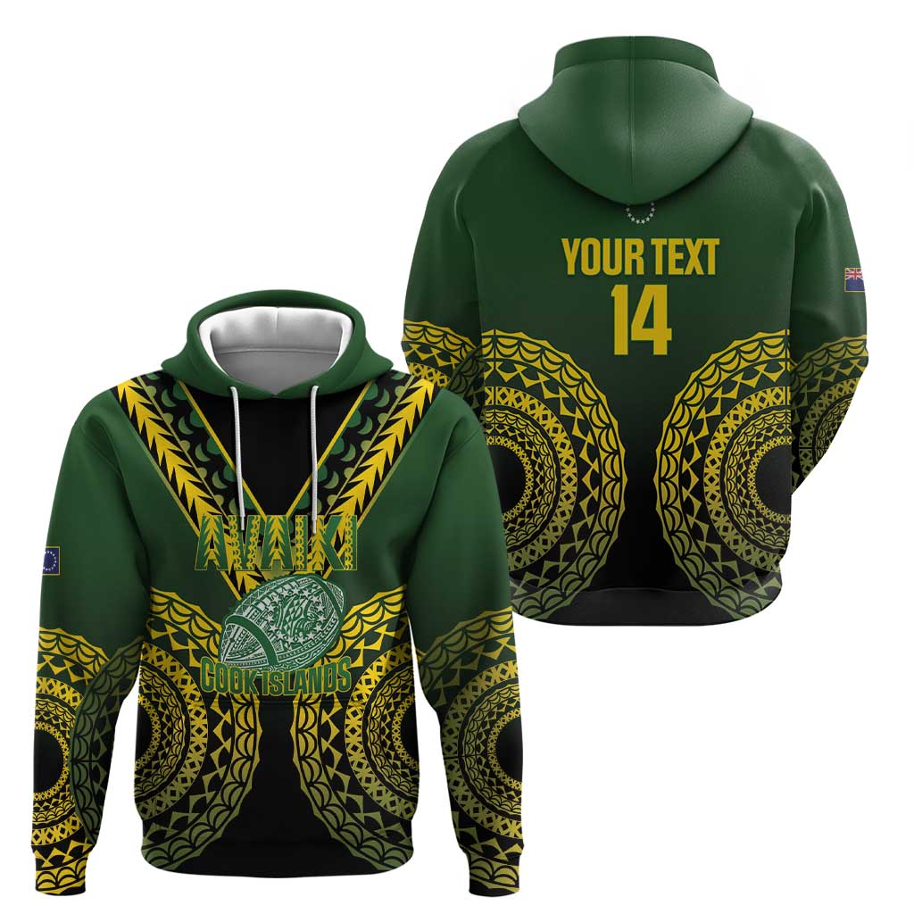 Custom Avaiki Cook Islands Rugby Zip Hoodie Kuki Airani Tatau Black LT14 - Polynesian Pride