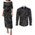 Polynesia Couples Matching Puletasi and Long Sleeve Button Shirt Polynesian Pattern Mix Plumeria Black LT14 Black - Polynesian Pride