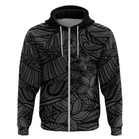 Polynesia Hoodie Polynesian Pattern Mix Plumeria Black LT14 Zip Hoodie Black - Polynesian Pride