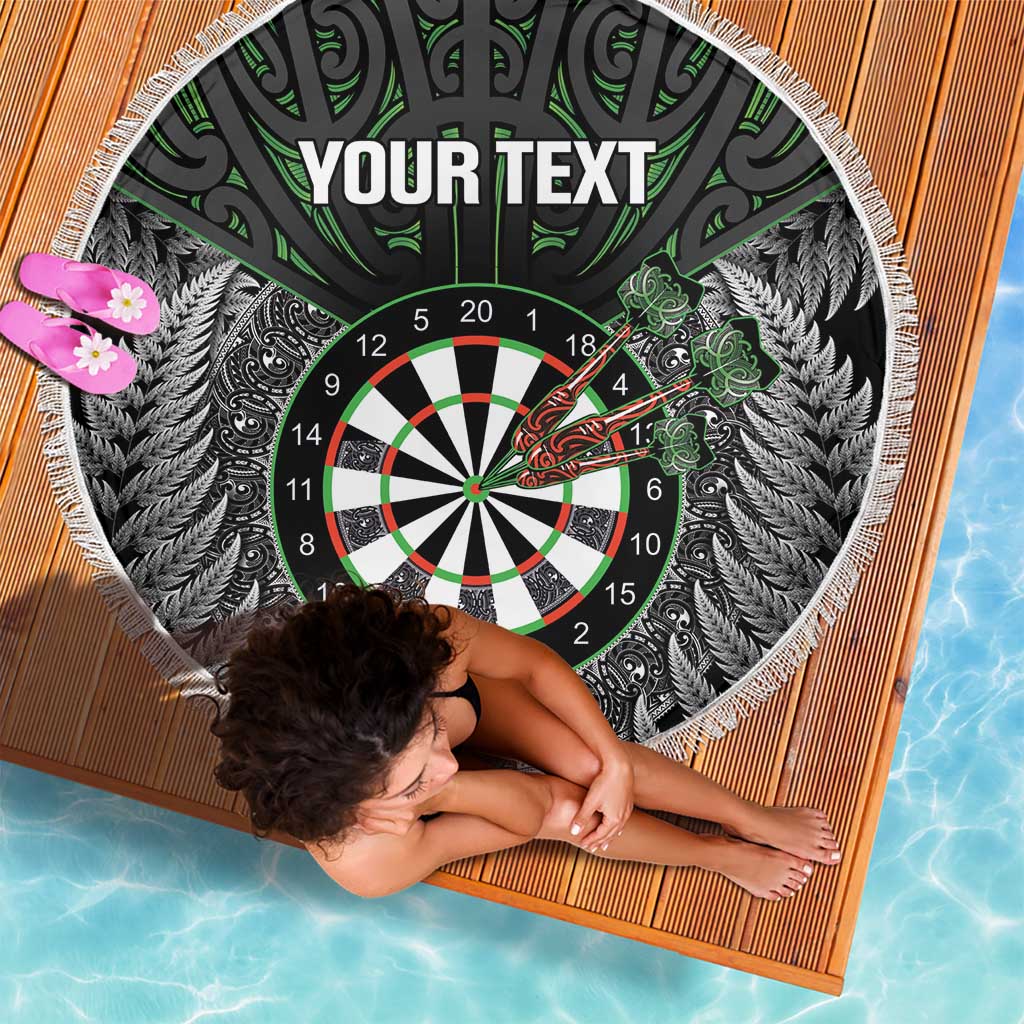 Personalised New Zealand Darts Beach Blanket Dartboard Maori Fern Puhoro Art LT14 - Polynesian Pride