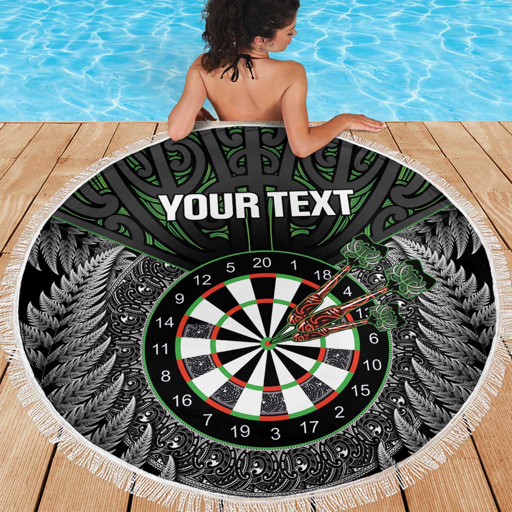 Personalised New Zealand Darts Beach Blanket Dartboard Maori Fern Puhoro Art LT14 - Polynesian Pride