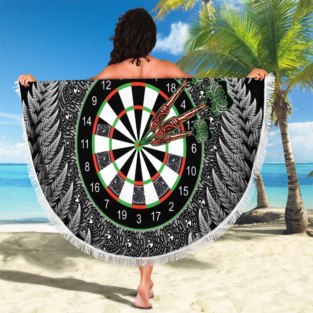 Personalised New Zealand Darts Beach Blanket Dartboard Maori Fern Puhoro Art LT14 - Polynesian Pride