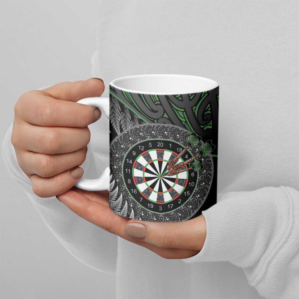 Personalised New Zealand Darts Ceramic Mug Dartboard Maori Fern Puhoro Art - Polynesian Pride