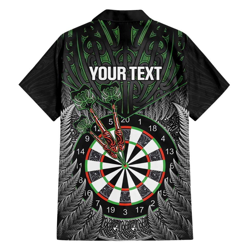 Personalised New Zealand Darts Family Matching Long Sleeve Bodycon Dress and Hawaiian Shirt Dartboard Maori Fern Puhoro Art