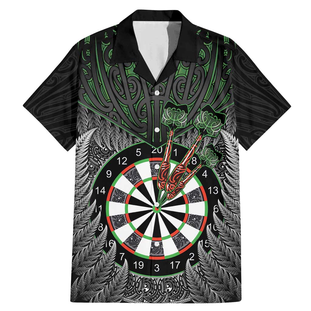 Personalised New Zealand Darts Family Matching Mermaid Dress and Hawaiian Shirt Dartboard Maori Fern Puhoro Art