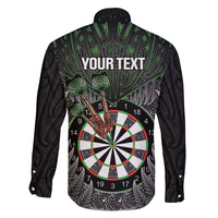Personalised New Zealand Darts Family Matching Puletasi and Hawaiian Shirt Dartboard Maori Fern Puhoro Art