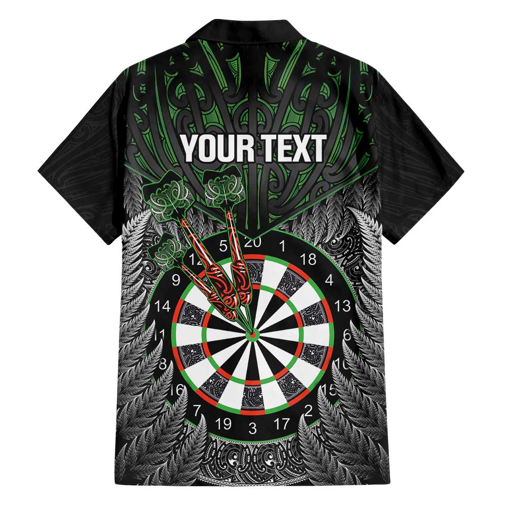 Personalised New Zealand Darts Hawaiian Shirt Dartboard Maori Fern Puhoro Art