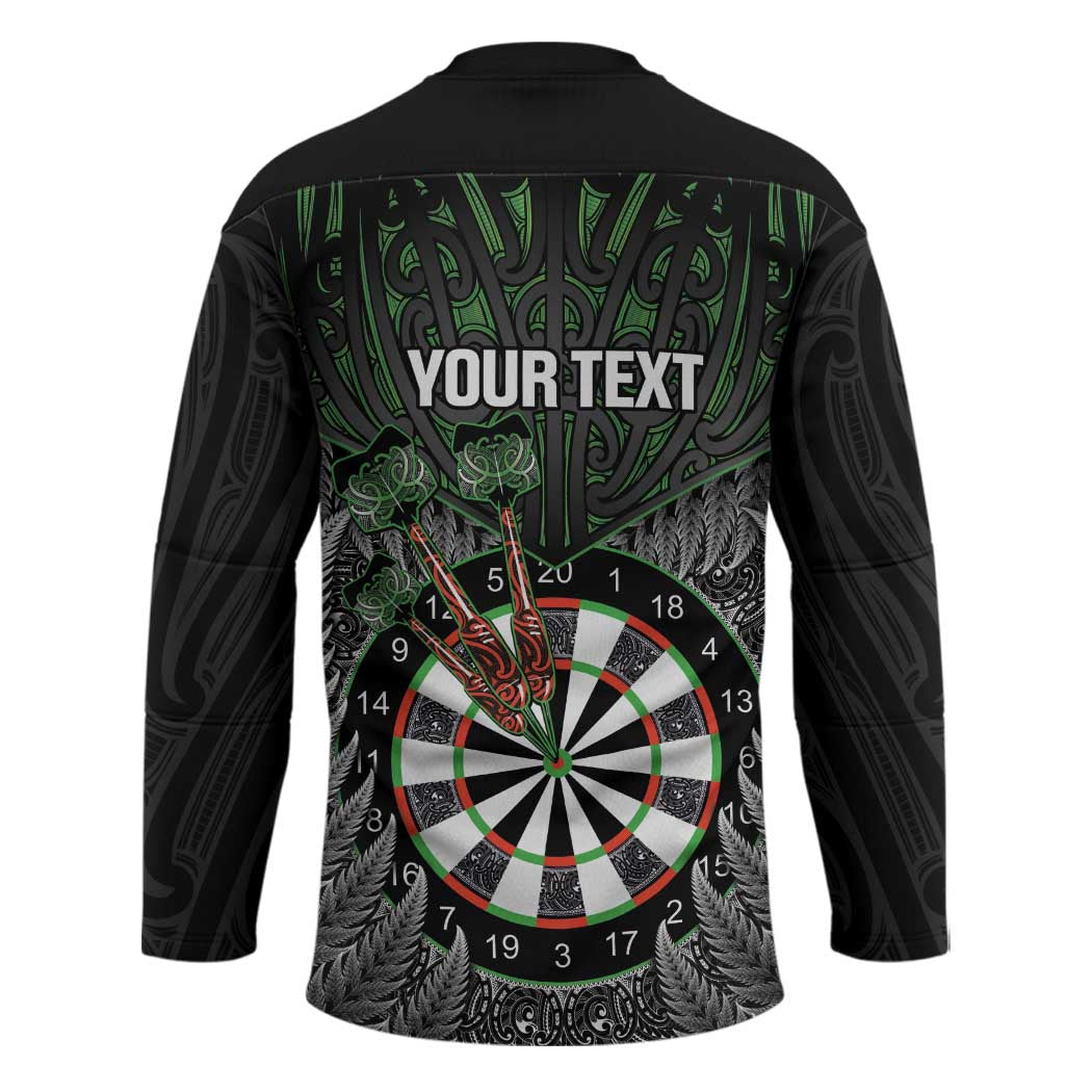 Personalised New Zealand Darts Hockey Jersey Dartboard Maori Fern Puhoro Art - Polynesian Pride